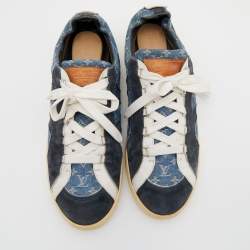 مملوكة مسبقًا Louis Vuitton Blue Monogram Denim and Suede Rennes Sneakers Size 46