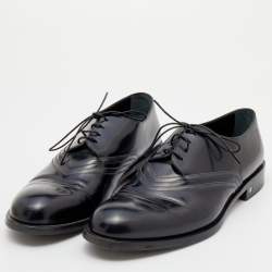 Pre Owned حذاء أوكسفورد لوي فيتون جلد أسود برباط مقاس 43