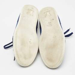 مملوكة مسبقًا حذاء رياضي لوي فيتون ترينرز كانفاس وسويدي أزرق عنق منخفض مقاس 44