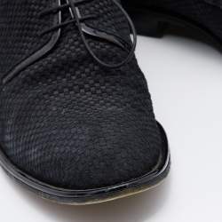 Pre Owned حذاء ديربي لوي فيتون سويدي منقوش دامييه وحافة جلد أسود برباط مقاس 43