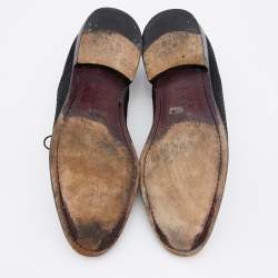 Pre Owned حذاء ديربي لوي فيتون سويدي منقوش دامييه وحافة جلد أسود برباط مقاس 43