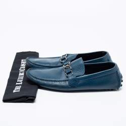 Pre Owned Louis Vuitton Blue Leather Hockenheim Slip-On Loafers Size 43