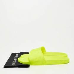 Louis Vuitton Neon Yellow Monogram Rubber Waterfront Flat Slides Size 44