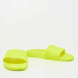 Louis Vuitton Neon Yellow Monogram Rubber Waterfront Flat Slides Size 44