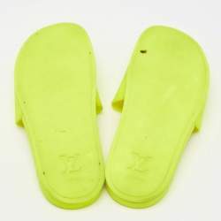 Louis Vuitton Neon Yellow Monogram Rubber Waterfront Flat Slides Size 44