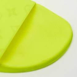 Louis Vuitton Neon Yellow Monogram Rubber Waterfront Flat Slides Size 44