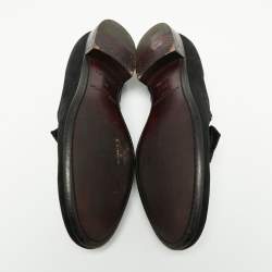 Louis Vuitton Black Suede Tuxedo Bow Smoking Slippers Size 43.5