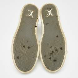 Pre Owned Louis Vuitton Off-White Leather and Mesh High-Top Sneakers Size 40