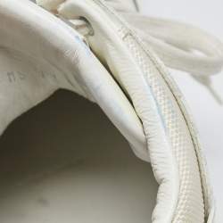 Pre Owned Louis Vuitton Off-White Leather and Mesh High-Top Sneakers Size 40