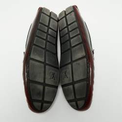 Pre Owned Louis Vuitton Two-Tone Perforated Leather Penny Loafers Size 45