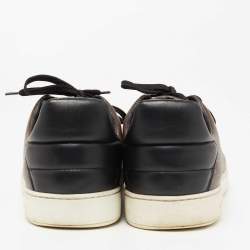 Pre Owned  حذاء رياضي لوي فيتون فرونتترو جلد وكانفاس مونوغرامي أسود/ بني عنق منخفض مقاس43 