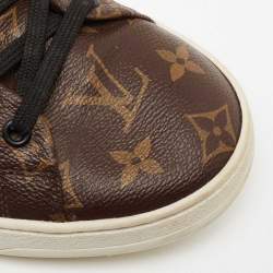 Pre Owned  حذاء رياضي لوي فيتون فرونتترو جلد وكانفاس مونوغرامي أسود/ بني عنق منخفض مقاس43 