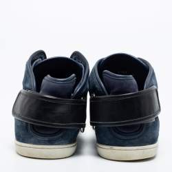 Pre Owned Louis Vuitton Navy Blue/Black Suede And Leather Lace Up Sneakers Size 42