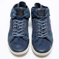 Pre Owned Louis Vuitton Navy Blue/Black Suede And Leather Lace Up Sneakers Size 42