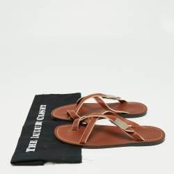 Louis Vuitton Brown Leather Criss Cross Flat Sandals Size 40
