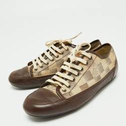 Louis Vuitton Damier Ebene Canvas And Brown Leather Lace Up High Top  Sneakers Size 40