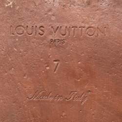 Pre Owned Louis Vuitton Brown Leather Strappy Flat Sandals Size 41