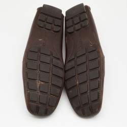 Louis Vuitton Brown Leather Hockenheim Slip On Loafers Size 43.5