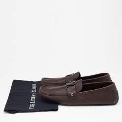 Louis Vuitton Brown Leather Hockenheim Slip On Loafers Size 43.5