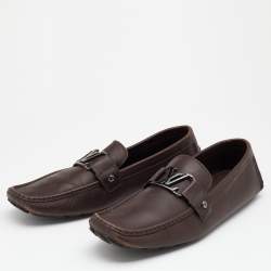 Louis Vuitton Brown Leather Hockenheim Slip On Loafers Size 43.5