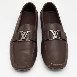 Louis Vuitton Brown Leather Hockenheim Slip On Loafers Size 43.5