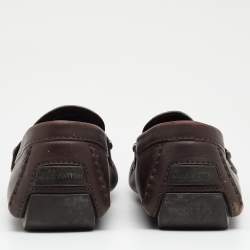 Louis Vuitton Brown Leather Hockenheim Slip On Loafers Size 43.5