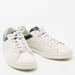  Louis Vuitton White Leather And Croc Embossed Luxembourg Sneakers Size 41.5