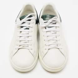  Louis Vuitton White Leather And Croc Embossed Luxembourg Sneakers Size 41.5