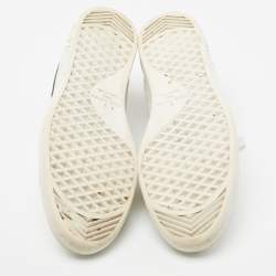  Louis Vuitton White Leather And Croc Embossed Luxembourg Sneakers Size 41.5
