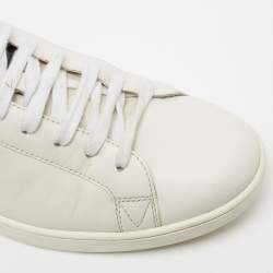  Louis Vuitton White Leather And Croc Embossed Luxembourg Sneakers Size 41.5