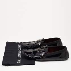 Pre Owned Louis Vuitton Black Patent Leather Monte Carlo Slip On Loafers Size 41.5
