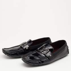 Pre Owned Louis Vuitton Black Patent Leather Monte Carlo Slip On Loafers Size 41.5
