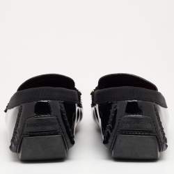 Pre Owned Louis Vuitton Black Patent Leather Monte Carlo Slip On Loafers Size 41.5