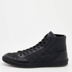 LOUIS VUITTON Calfskin Nylon Damier Offshore Sneakers 7 Black