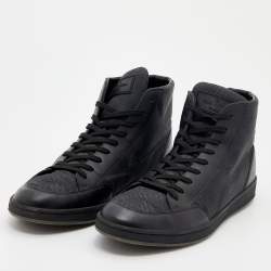 LOUIS VUITTON Calfskin Nylon Damier Offshore Sneakers 7 Black