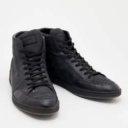مملوكة مسبقًا Louis Vuitton Damier Graphite Nylon And Leather Offshore High Top Sneakers Size 44