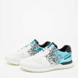 Pre Owned Louis Vuitton Tri-Color Leather and Printed Fabric Runaway Low-Top Sneakers Size 41.5