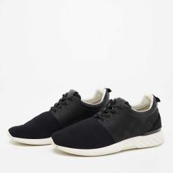 Pre Owned Louis Vuitton Black Leather and Mesh Fastlane Sneakers Size 41.5