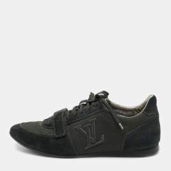 Louis Vuitton Green Suede And Mesh Lace Up Sneakers Size 42.5