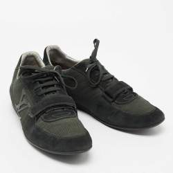 مملوكة مسبقًا Louis Vuitton Green Suede And Mesh Lace Up Sneakers Size 42.5