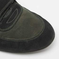 مملوكة مسبقًا Louis Vuitton Green Suede And Mesh Lace Up Sneakers Size 42.5