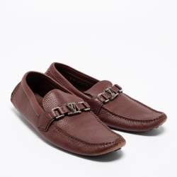 مملوكة مسبقًا Louis Vuitton Burgundy Leather Hockenheim Loafers Size 42.5 