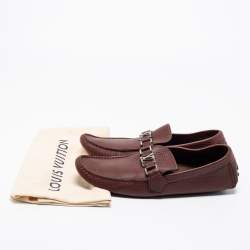 مملوكة مسبقًا Louis Vuitton Burgundy Leather Hockenheim Loafers Size 42.5 