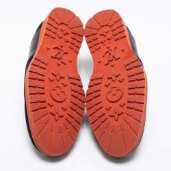 مملوكة مسبقًا حذاء أكسفورد جلد بروغ وسويدي أزرق كحلي/ أسود برباط مقاس 42.5