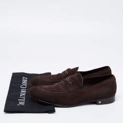 مملوكة مسبقًا حذاء لوفرز لوي فيتون سليب أون سويدي بني داكن مقاس 42.5