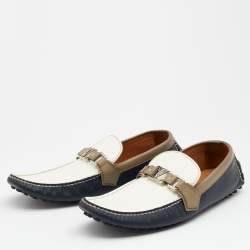 Louis Vuitton Tricolor Leather Hockenheim Slip on Loafers Size 43
