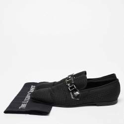 Pre Owned Louis Vuitton Black Petit Damier Fabric Monte Carlo Loafers Size 42.5
