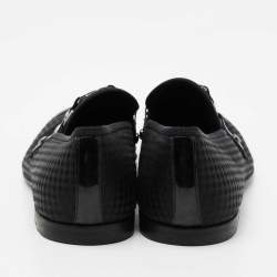 Pre Owned Louis Vuitton Black Petit Damier Fabric Monte Carlo Loafers Size 42.5