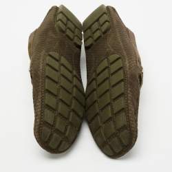 Louis Vuitton Olive Green Textured Suede Monte Carlo Loafers Size 43