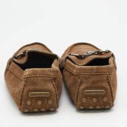 Pre Owned Louis Vuitton Brown Suede Hockenheim Slip On Loafers Size 44